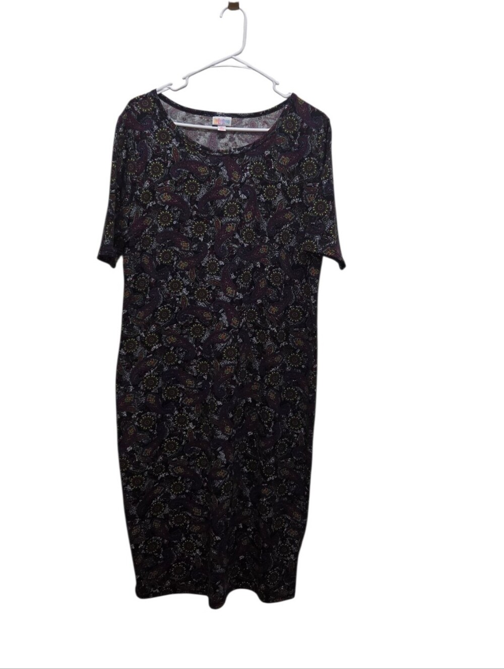 NEW LuLaRoe Julia Dress XL Black Paisley Boho Stretch Sheath Pencil Midi USA